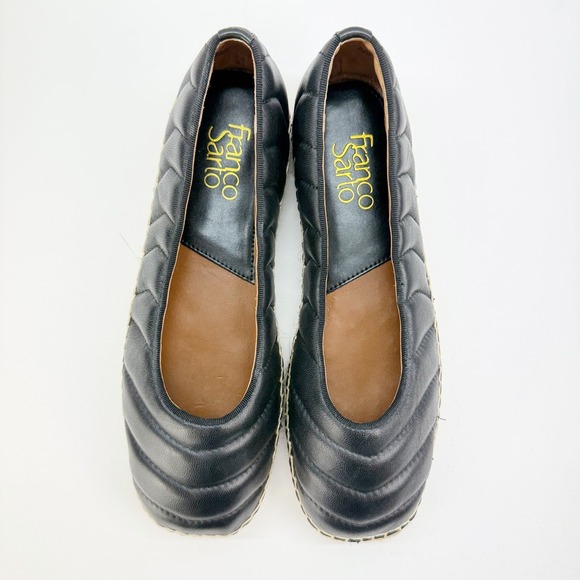 Franco Sarto Black Quilted Espadrille Flats Women's Size 7.5 M Leather Slip On - Picture 3 of 6